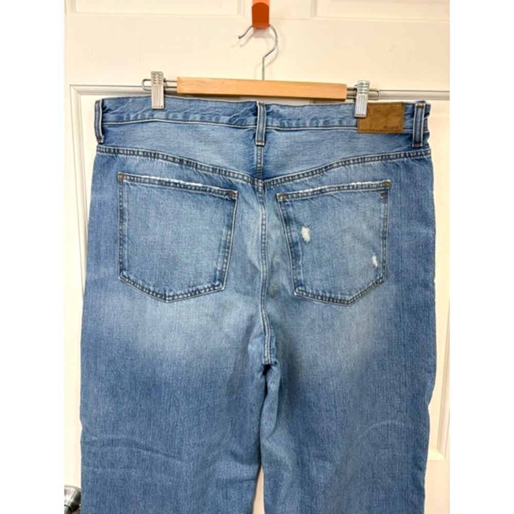 Madewell Low Slung Baggy Jeans Sz 32 NS198 Distressed Wide Leg Button Fly Cotton - Picture 7 of 13
